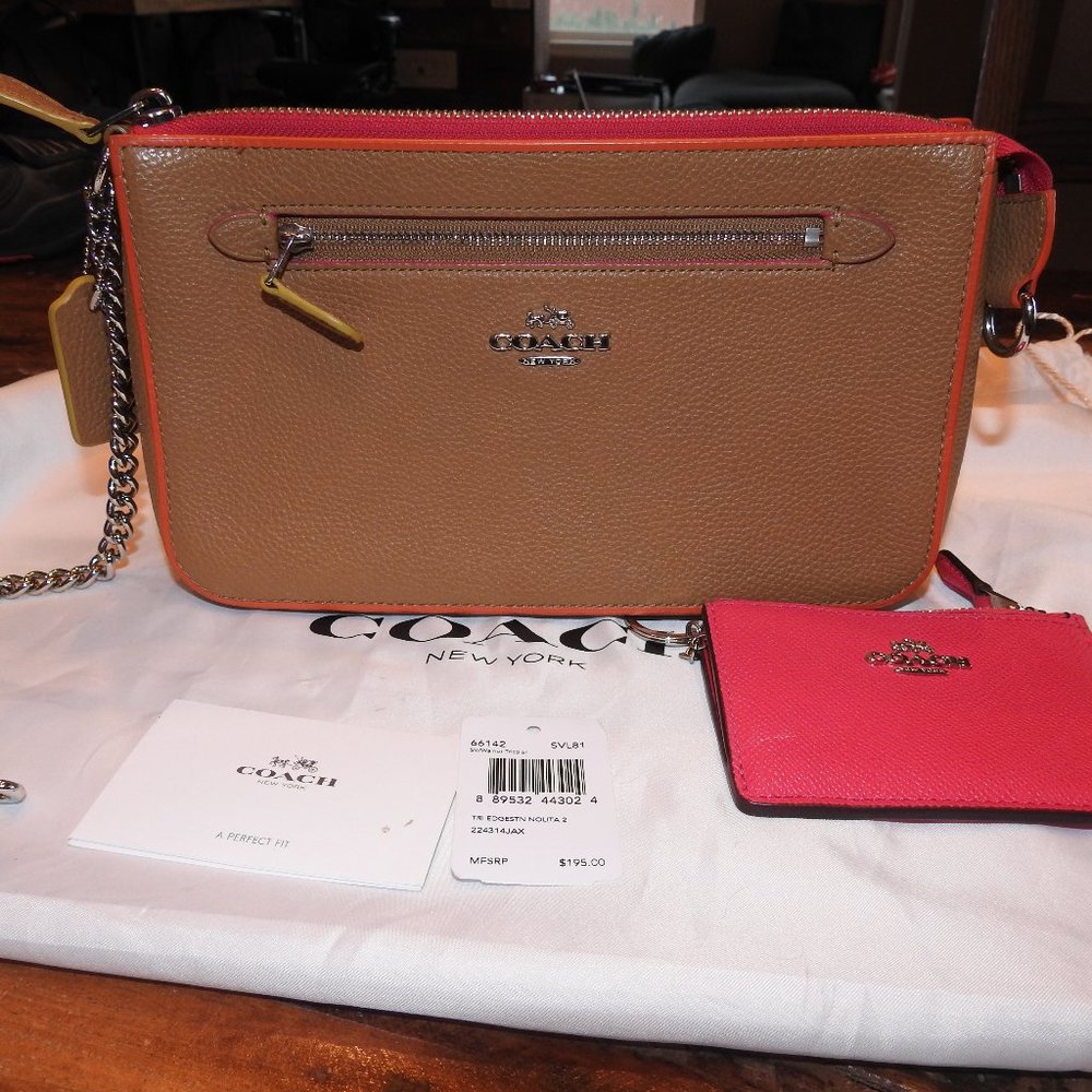 Coach edgestain Nolita mini bag orange/ pink/ tan plus matching card case